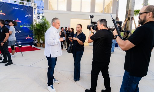 On-site video crew filming an interview